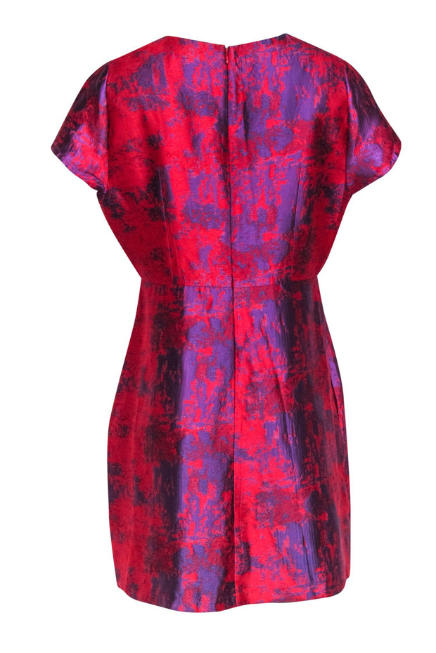 Current Boutique-Tuckernuck - Red & Purple Brocade Short Sleeve Dress Sz XXL
