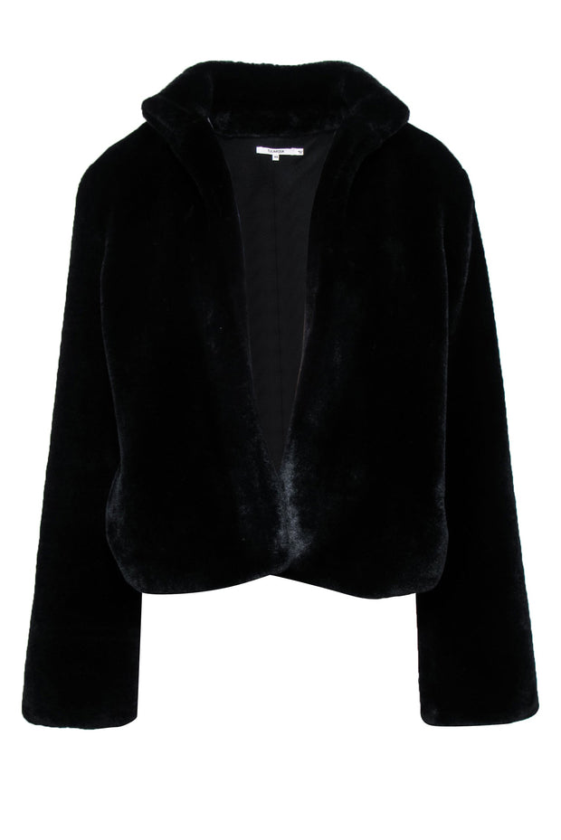 Current Boutique-Tularosa - Black Faux Fur Open Coat Sz XS