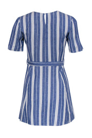 Current Boutique-Tularosa - Blue & White Striped Short Sleeve Belted Fit & Flare Dress Sz S
