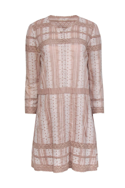 Current Boutique-Tularosa - Taupe Cotton Embroidered Shift Dress Sz L