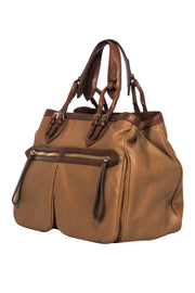 Current Boutique-Tumi - Vintage Light Brown Smooth Leather Zippered Pocket Handbag