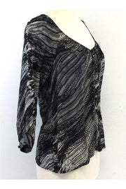 Current Boutique-Twelfth Street by Cynthia Vincent - Black & Grey Print 3/4 Sleeves Shirt Sz S