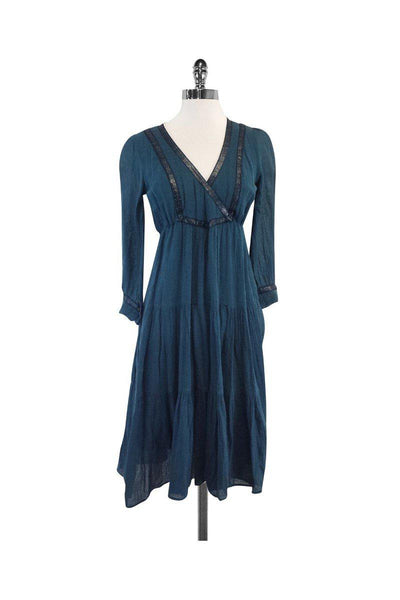 Current Boutique-Twelfth Street by Cynthia Vincent - Teal Cotton Peasant Dress Sz 6