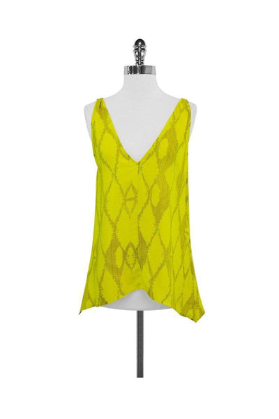 Current Boutique-Twelfth Street by Cynthia Vincent - Yellow Print Silk Tank Sz M