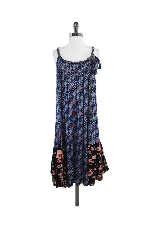 Current Boutique-Twinkle by Wenlan - Blue & Black Mixed Print Silk Dress Sz 4