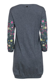 Current Boutique-Twinset - Grey & Multicolor Floral Embroidered & Sequin Sweater Dress Sz S