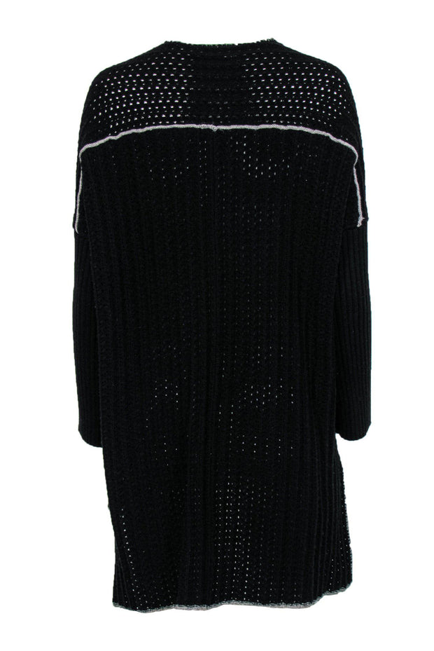 Current Boutique-UGG - Black Knit Longline Riley Cardigan w/ Neck Tie Sz XS/S
