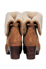Current Boutique-UGG - Tan Suede Heeled Ankle Booties w/ Sherpa Trim Sz 9