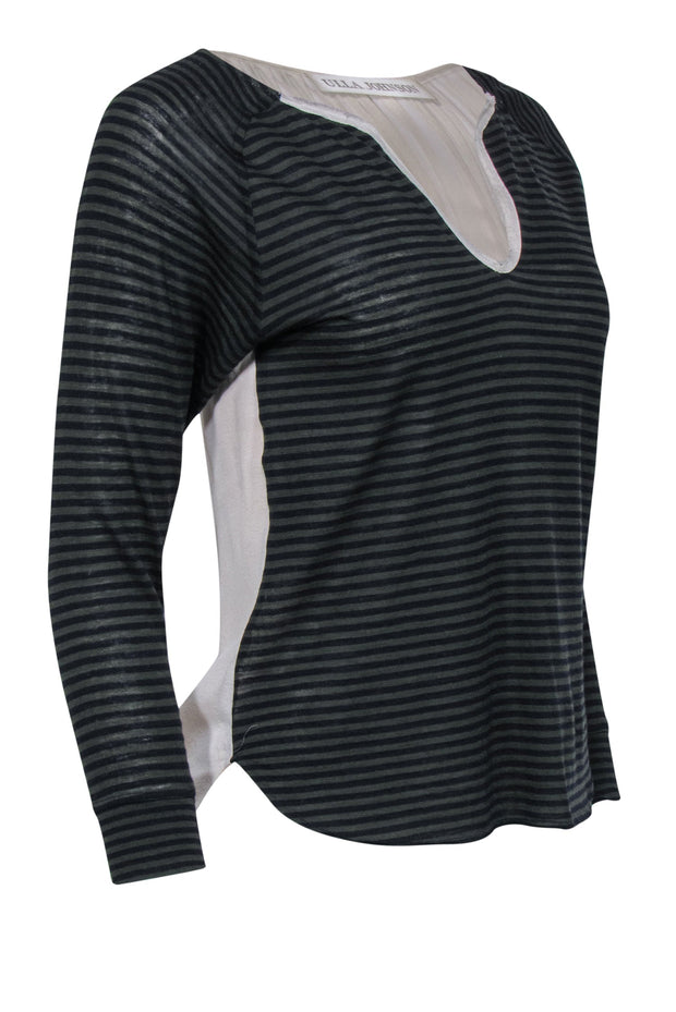 Current Boutique-Ulla Johnson - Black & Green Striped Top w/ Cream Layering Sz S