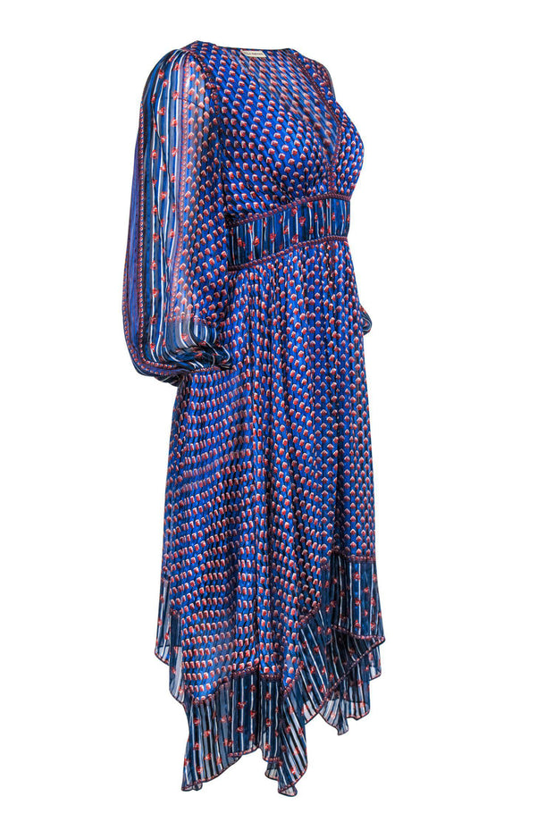 Current Boutique-Ulla Johnson - Blue & Red Printed Silk Maxi Dress Sz 2