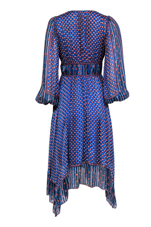 Current Boutique-Ulla Johnson - Blue & Red Printed Silk Maxi Dress Sz 2