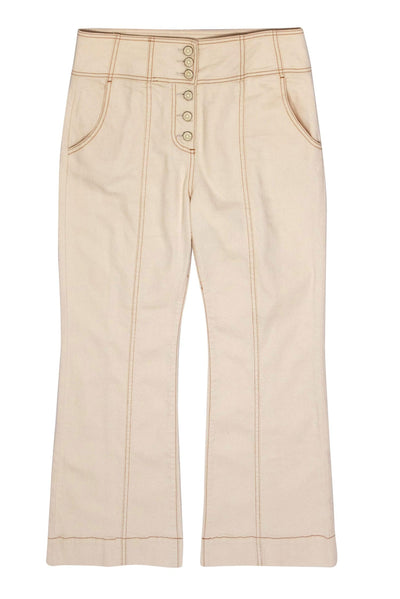 Current Boutique-Ulla Johnson - Cream High Waisted Wide Leg Button Fly Jeans Sz 10
