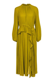 Current Boutique-Ulla Johnson - Mustard Draped Long Sleeve Maxi Dress w/ Ruffles Sz 8
