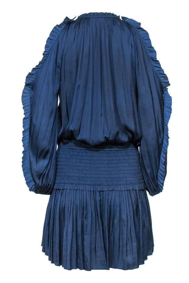 Current Boutique-Ulla Johnson - Navy Pleated Open Sleeve Tunic Dress Sz 4