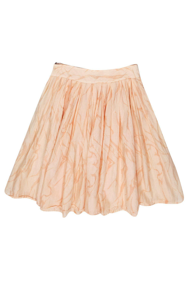 Current Boutique-Ulla Johnson - Peach Abstract Print Pleated Flare Skirt Sz 4