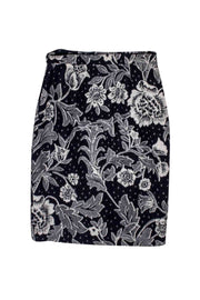 Current Boutique-Ungaro - Black & White Floral Pencil Skirt Sz 10