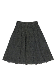 Current Boutique-Valentino - Black & Beige Polka Dot Print Flare Skirt Sz 0