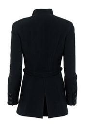 Current Boutique-Valentino - Black Fitted Longline Coat w/ Embroidered Buttons Sz M