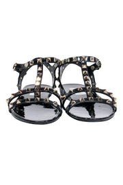 Current Boutique-Valentino - Black Patent Leather Studded Strappy Sandals Sz 7