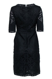 Current Boutique-Valentino - Black Short Sleeve Eyelet Lace Sheath Dress Sz 6