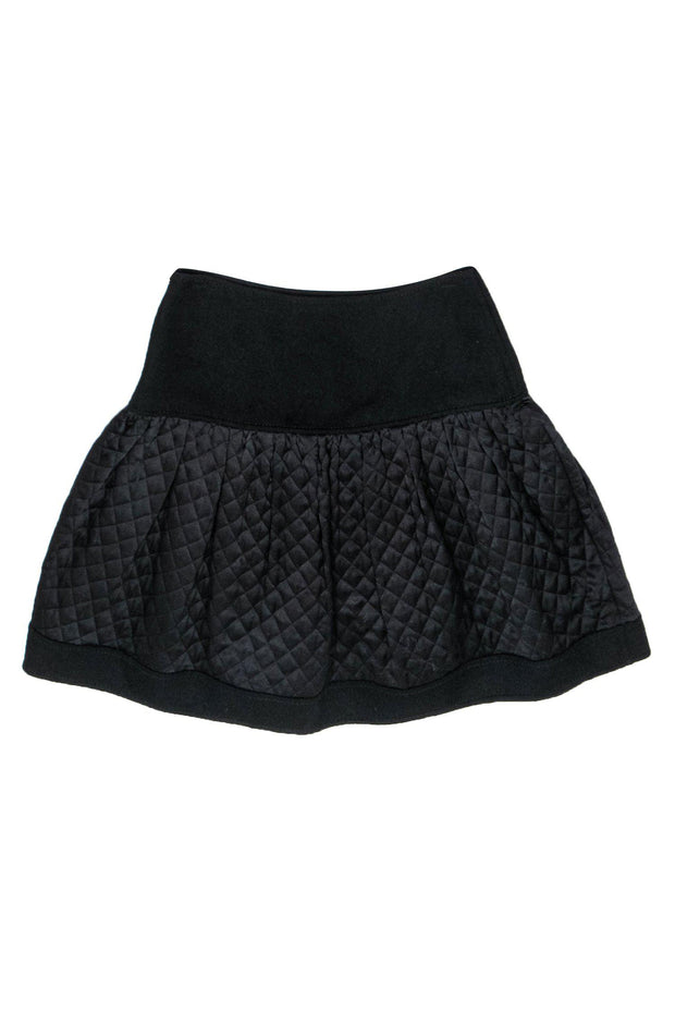 Current Boutique-Valentino - Black Wool Blend Quilted Skater Skirt Sz 8