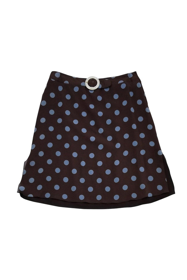 Current Boutique-Valentino - Brown & Blue Polka Dot Skirt Sz 10