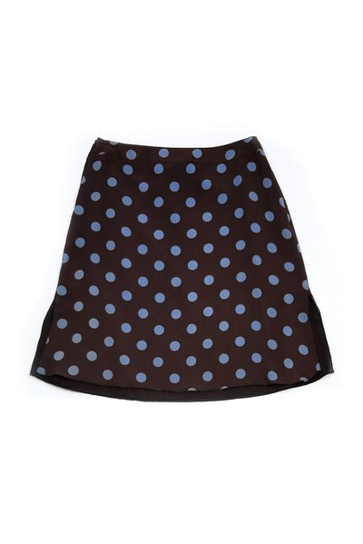 Current Boutique-Valentino - Brown & Blue Polka Dot Skirt Sz 10