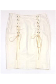 Current Boutique-Valentino - Cream Linen Skirt Sz M