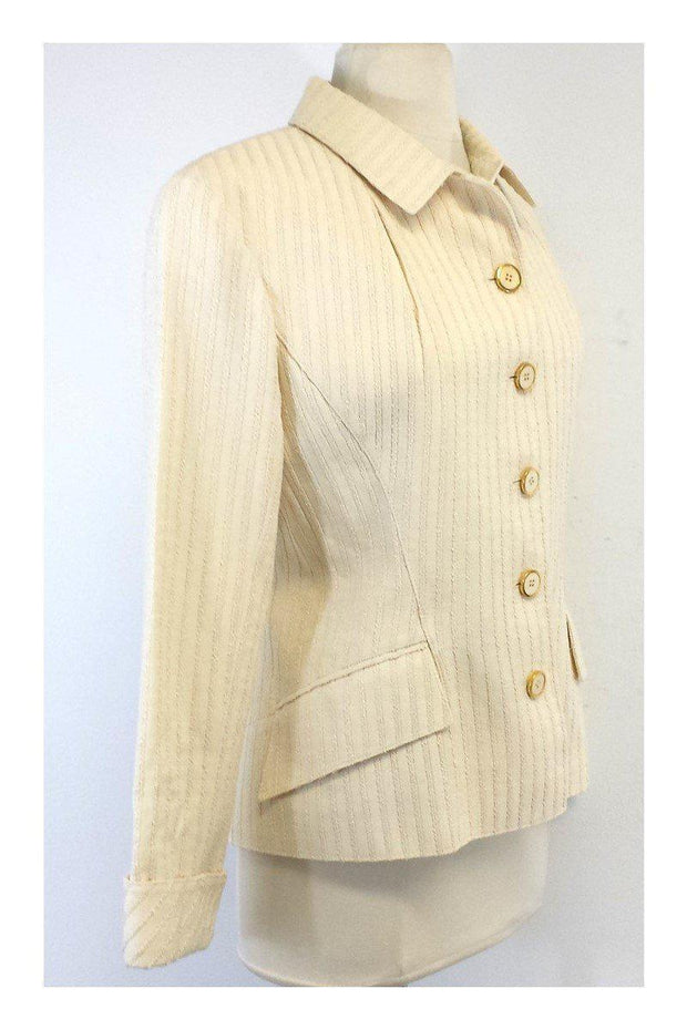 Current Boutique-Valentino - Cream Textured Silk & Cotton Jacket Sz 10
