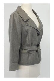 Current Boutique-Valentino - Herringbone Wool Belted Cropped Blazer Sz 10