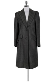 Current Boutique-Valentino Miss V - Grey Striped Long Coat Sz 6
