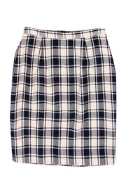 Current Boutique-Valentino - Navy & Cream Plaid Pencil Skirt Sz 8