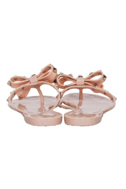 Current Boutique-Valentino - Pink Jelly Thong Sandals w/ Bow & Gold Studs Sz 7