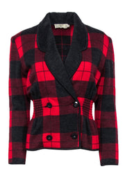 Current Boutique-Valentino - Red Plaid Cropped Jacket Sz 6
