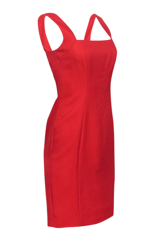 Current Boutique-Valentino - Red Woven Texture Sheath Dress Sz 4