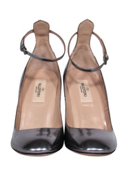 Current Boutique-Valentino - Silver Leather Ankle Strap Pumps Sz 7