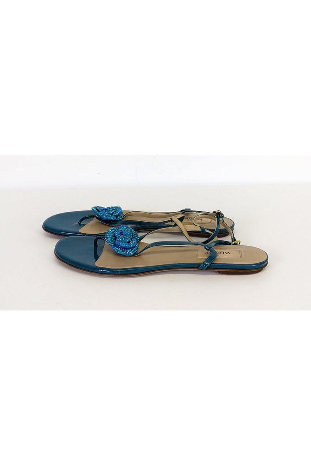 Current Boutique-Valentino - Teal Floral Sandals Sz 9.5