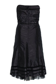 Current Boutique-Vera Wang - Dark Brown Strapless Silk A-Line Dress w/ Tulle Underlay Sz 10