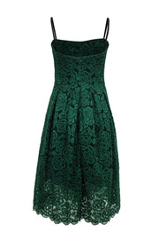 Current Boutique-Vera Wang - Green Floral Lace Strapless Fit & Flare Dress Sz 8