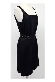 Current Boutique-Vera Wang Lavender Label - Black Silk Dress w/ Jeweled Belt Sz L