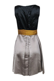 Current Boutique-Vera Wang Lavender Label - Black & Taupe Princess Seam Cocktail Dress w/ Tie Sz 6