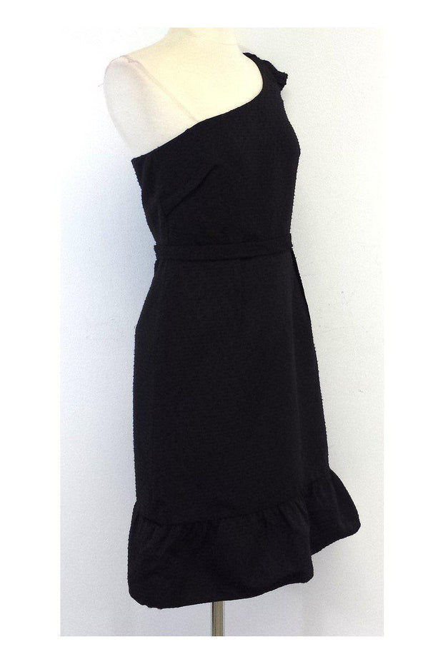 Current Boutique-Vera Wang Lavender Label - Black Textured One Shoulder Dress Sz 4