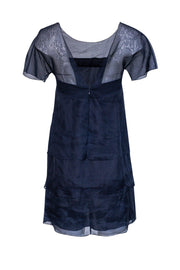 Current Boutique-Vera Wang Lavender Label - Navy Silk Tiered Shift Dress Sz 4