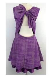 Current Boutique-Vera Wang Lavender Label - Purple & Grey Print Open Back Dress Sz 12