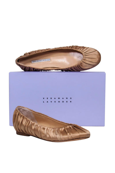 Current Boutique-Vera Wang Lavender Label - Rose Gold Ruched Satin Ballet Flats Sz 8.5