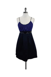 Current Boutique-Vera Wang - Purple & Navy Spaghetti Strap Dress Sz 6