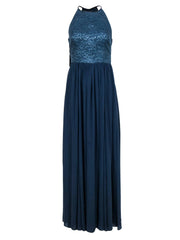 Current Boutique-Vera Wang - Smokey Blue Gown w/ Metallic Lace Sz 4