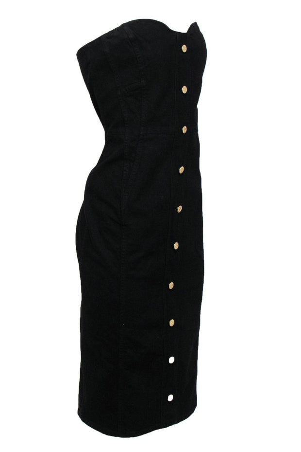 Current Boutique-Veronica Beard - Black Denim Strapless Bodycon Dress Sz 14