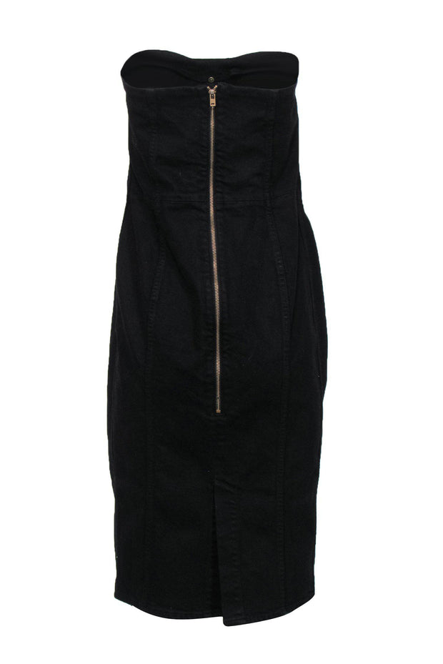 Current Boutique-Veronica Beard - Black Denim Strapless Bodycon Dress Sz 14