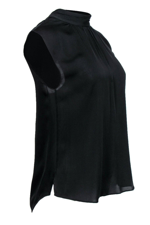 Current Boutique-Veronica Beard - Black Silk Sleeveless Blouse w/ Tie Design Sz 6
